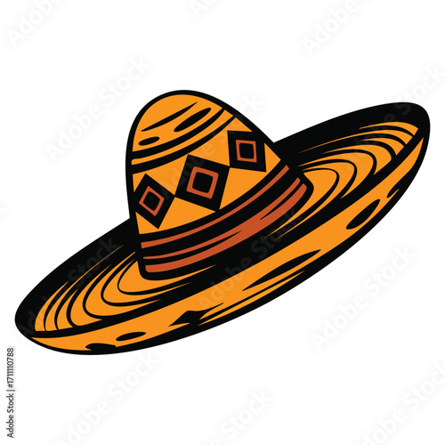Isolated vallenato legend sombrero vueltiao vector illustration. Great for music, festival, Colombian culture, folklore, and traditional themed visuals.