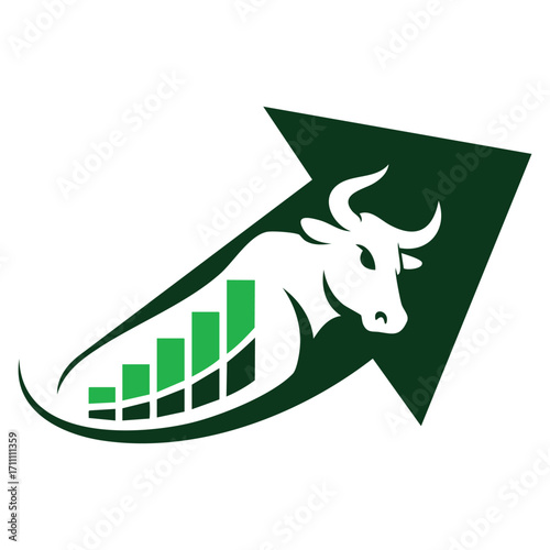 Stock market bull icon crypto. Vector illustration perfect for finance, investment, cryptocurrency, trading, stock exchange and business themed designs.