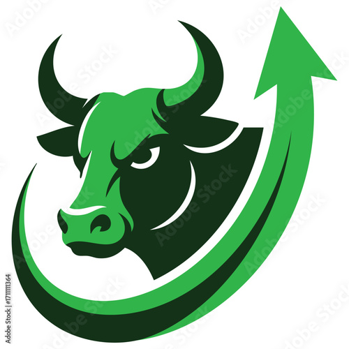 Stock market bull symbol. Vector illustration perfect for finance, investing, business, trading, stock market and financial themed designs and visuals.