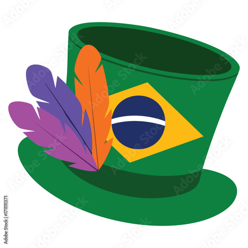 Top hat Brazil icon white background. Vector illustration perfect for fashion, costume, cultural events, party, carnival, and stylish themed designs and visuals.