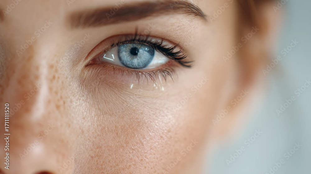 Fototapeta premium Macro view of ai-driven skin diagnosis in cosmetology