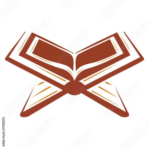 Vector illustration of Holy Quran on lectern icon. Ideal for Islamic education, religious, spiritual, worship, and faith themed visual projects.