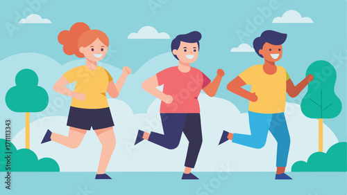 Exercise for Mental Wellbeing A cheerful group of friends jogging in the park showcasing how physical activity contributes to positive mental health.