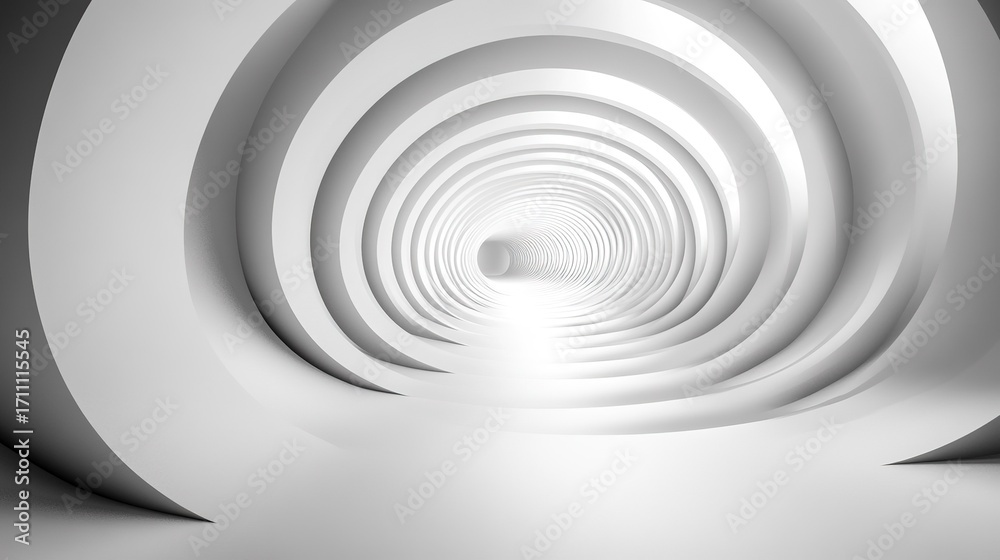 Fototapeta premium 3D Rendered White Circular Tunnel with Gradient Lighting for Graphic Design and Background Use
