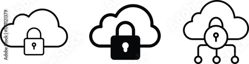 Cloud Lock Icon Set – security, privacy, data, protection, network, technology