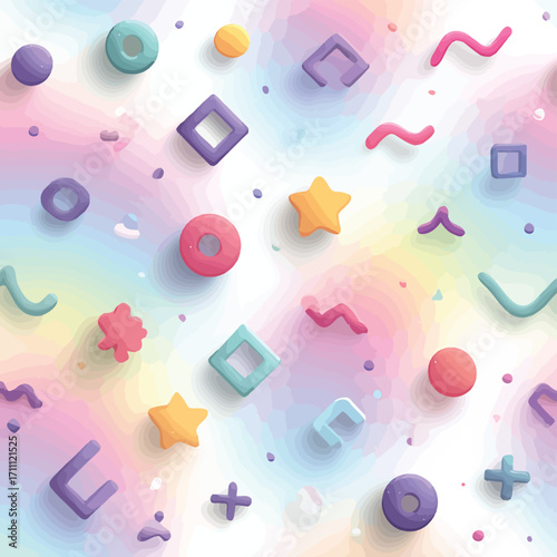 Beztroska, pastelowa, bezszwowa grafika wektorowa z geometrycznymi kształtami