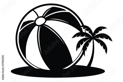 beach ball silhouette vector icon