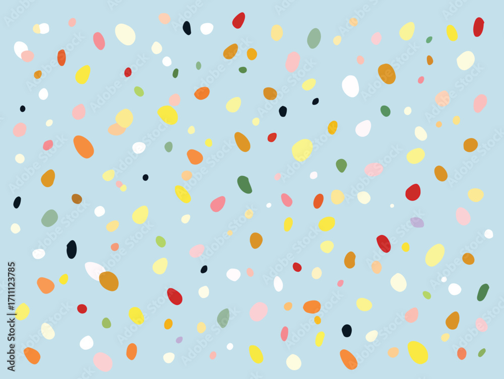 Fototapeta premium Niebieskie tło z kolorowymi, abstrakcyjnymi kształtami