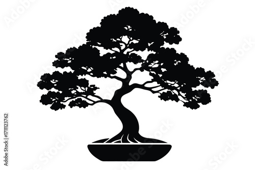 bonsai tree silhouette vector icon
