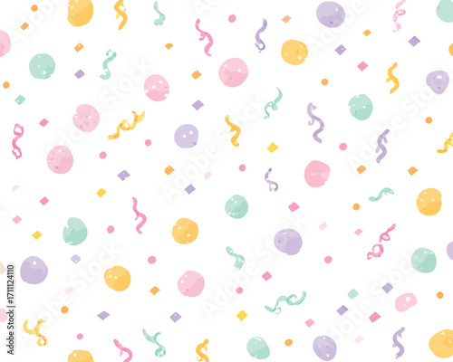 Wesoły, kolorowy wzór z konfetti i serpentynami