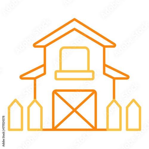 Farmhouse Colored Line Icon Vector Illustration