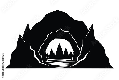 cave silhouette vector icon