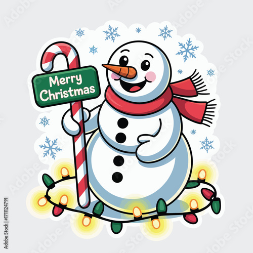 Cute cartoon a illustrator vector snowman