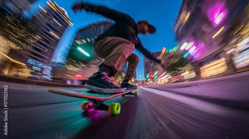 Skater night city movement