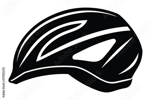 cycling helmet silhouette vector icon