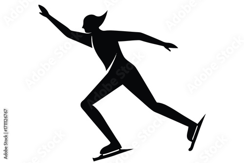 ice skating silhouette vector icon
