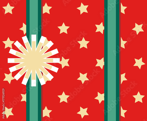Christmas Gift Box with Stars and Ribbon