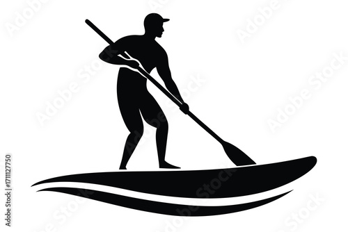 paddleboarding silhouette vector icon
