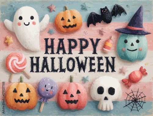 Pastelowe życzenia na Halloween