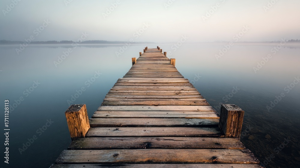 Fototapeta premium Wooden pier extending over calm water