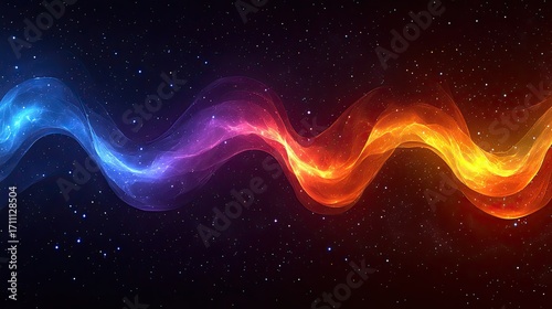 Cosmic Wave of Energy: A Vibrant Abstract Illustration of Space and Light