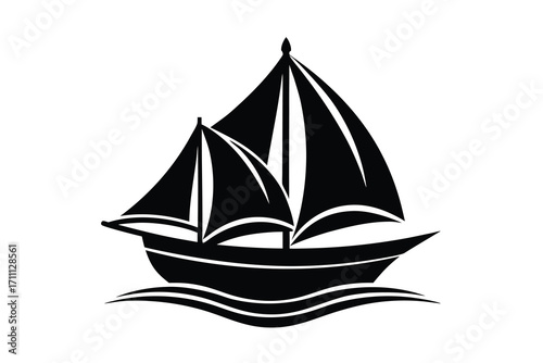 sailing silhouette vector icon