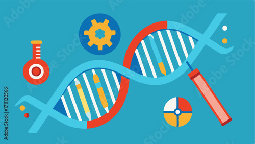 DNA Repair Mechanism A creative depiction of a DNA strand being repaired with tools symbolizing gene therapy techniques working on the genetic structure.