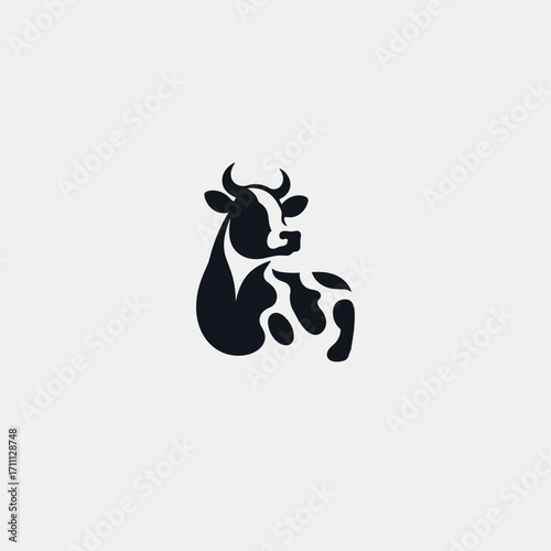 Abstract cow icon flat vector design