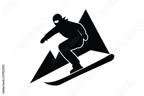 snowboarding silhouette vector icon