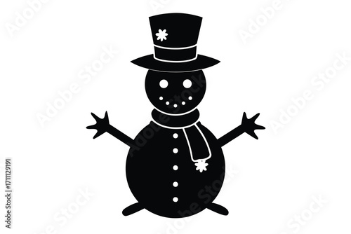 snowman silhouette vector icon