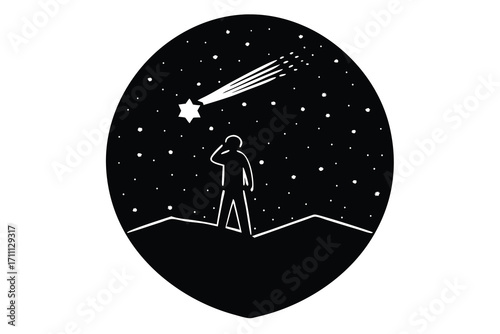 stargazing silhouette vector icon