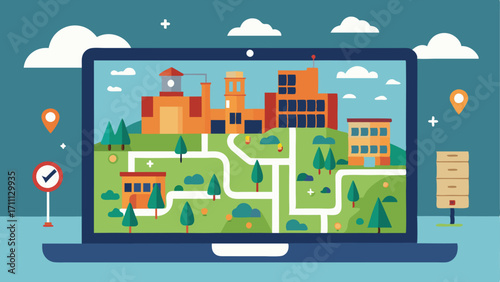 A large interactive digital map of the campus hangs on one wall helping students navigate the sprawling university grounds.