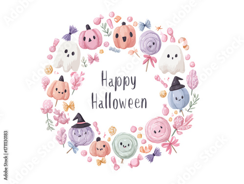 Urocze, pastelowe życzenia na Halloween