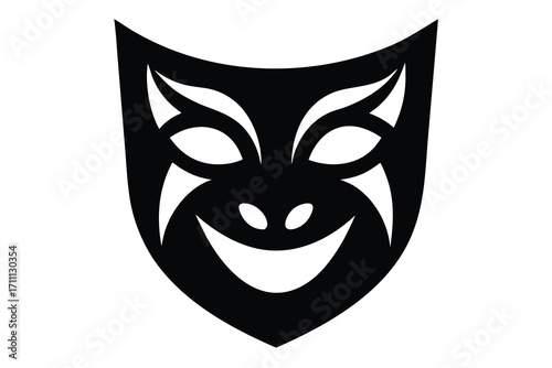 theater mask silhouette vector icon