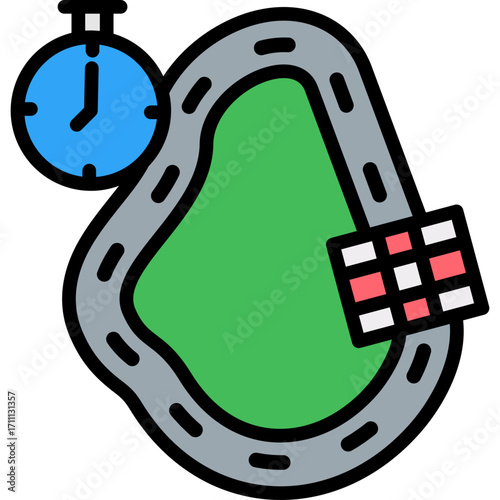 Racing Track lineal color icon