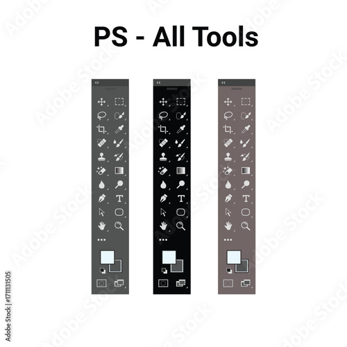 Complete Adobe photoshop Toolbar - All Tools Collection in Different Themes


