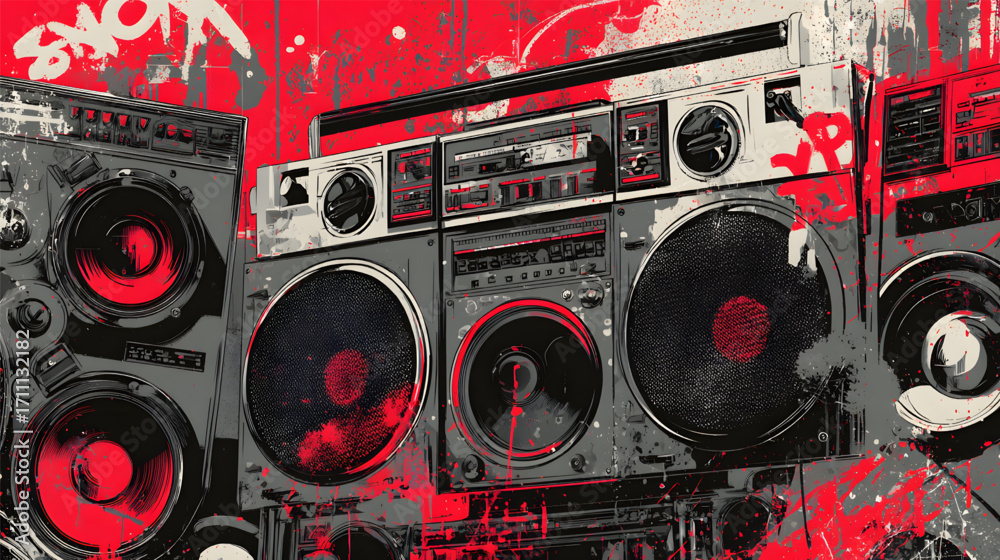 Fototapeta premium Vintage Boombox Stereo System.