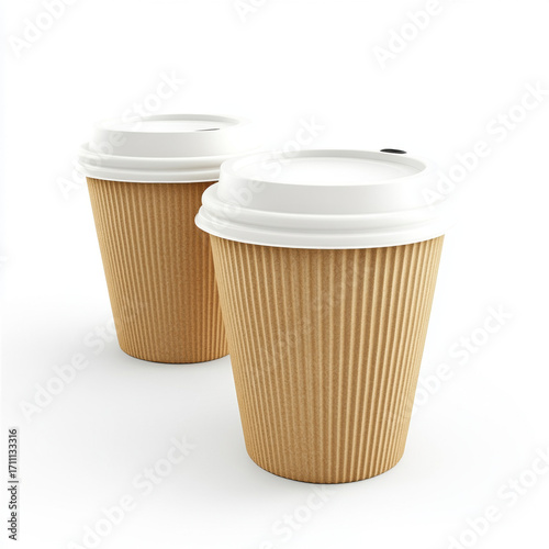 Wallpaper Mural Disposable coffee cup on white background with lid and cardboard sleeve Torontodigital.ca