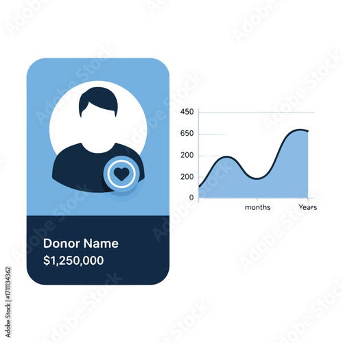 Charity Donation Graph With Donor Icon