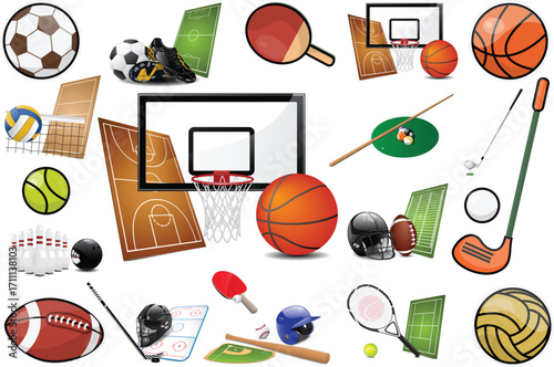 Sports Equipment and Game Icon Vector Collection