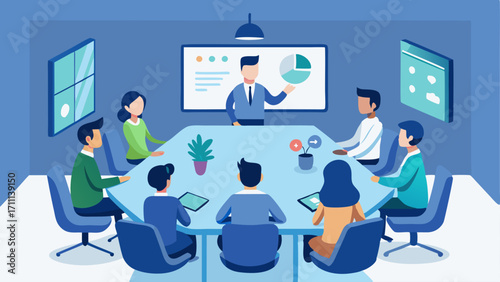 A huddle room with innovative technology such as video conferencing capabilities and interactive whiteboards.