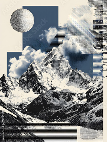 Majestic snowcapped mountain peak under a cloudy sky.