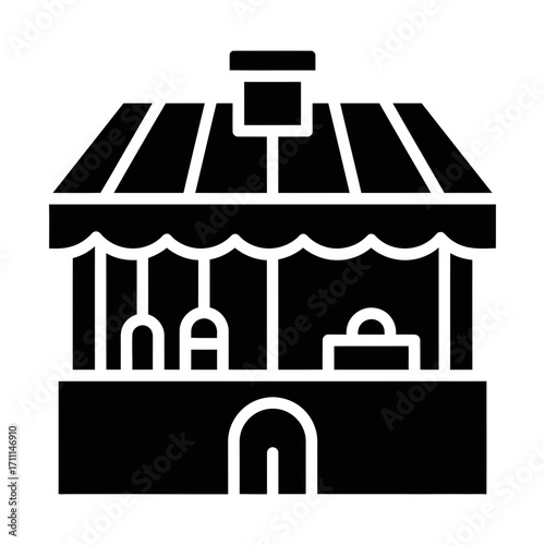 christmas market stall glyph icon