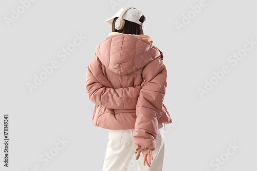 Young woman in stylish puff...