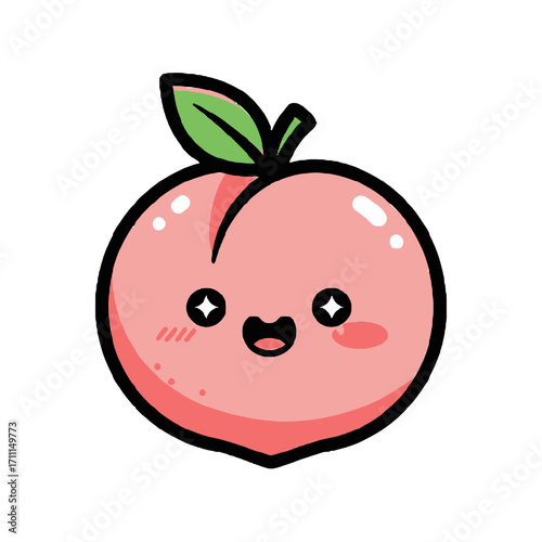 Adorable cartoon peach character with a cute face and blushing cheeks