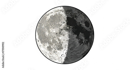 The moon shows its phases as it orbits the Earth.