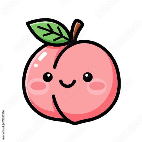 Cute cartoon peach with a happy face