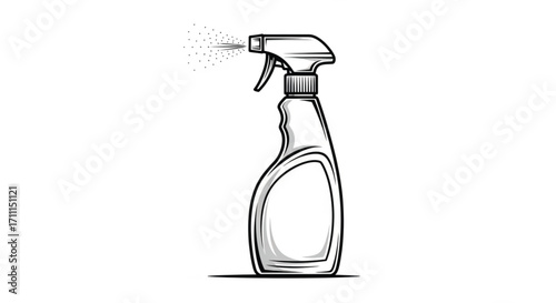 Cleaning spray bottle dispensing liquid, illustrating hygiene and freshness.