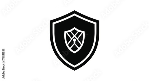 Digital shield icon symbolizing cybersecurity and protection of information