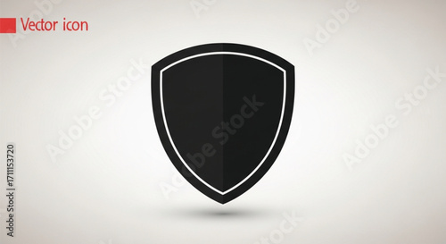 Simple black shield icon with a white outline on a light gray background, representing security and protection.